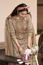 Elegant Cotton Hand Block Print Casual Wear Straight Cut Salwar Kameez